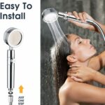 A person uses a handheld showerhead. An adjacent diagram labeled "Easy To Install" shows it