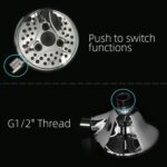 Diagram of showerhead installation: arrow shows attachment to shower arm with washer in between. Text above reads "Quick and Simple Installation.