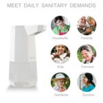 An automatic soap dispenser is shown with various role images like housewife, gardener, doctor, etc., stating "Meet Daily Sanitary Demands.