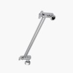 Polished chrome adjustable shower arm with vertical and horizontal bars connected by adjustable joints.