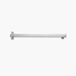 A metal wall-mounted shower arm with a simple rectangular design, set against a plain white background.