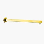 Gold wall-mounted linear towel rack with a minimalist, rectangular design and a sleek, polished finish.