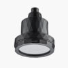 Black showerhead with a modern geometric design, suitable for contemporary bathroom decor.