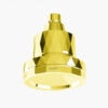 Shiny gold spray nozzle with a modern, geometric design for luxury home accessories or high-end bath fixtures.