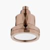 Sleek rose gold ceiling shower head with modern geometric design, suitable for luxurious bathroom decor.