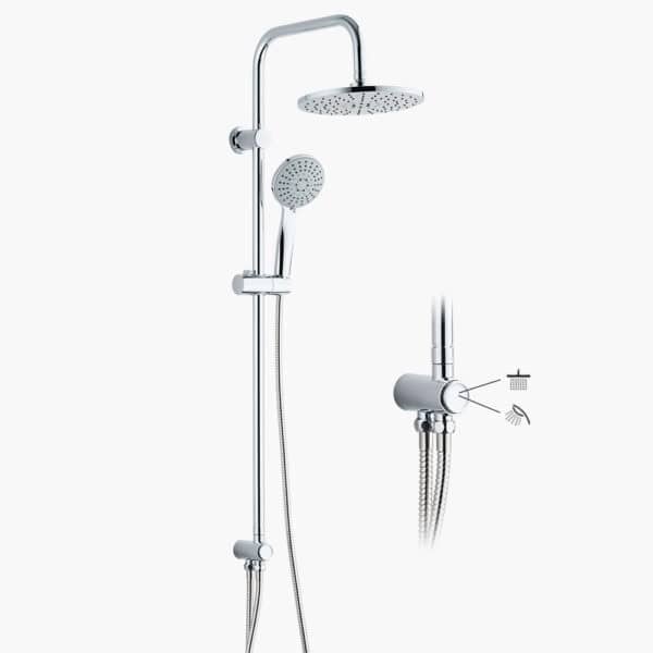 نظام رأس دش مزدوج مع صمام تحكم بمقبض واحد.