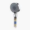 High-quality shower head with multiple spray modes and built-in filter for clean, refreshing water. Features a transparent filter chamber with colorful beads.