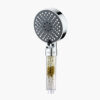 Leelongs 5 modes filter shower head with extra filter replacement, showcasing multiple spray settings and a transparent filter chamber for water purification.