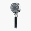Modern multi-mode shower head with adjustable settings and extra filter replacement for optimal water flow and filtration.