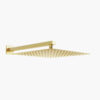 Large square rain shower head with ultra-thin design in gold finish, mounted on a wall, ideal for modern bathrooms.