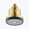 Modern gold showerhead with sleek geometric design, high-pressure spray, water-saving features, and durable construction, perfect for luxury bathrooms.
