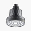 A modern black and gray shower head with a sleek geometric design, ideal for contemporary bathrooms.