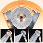 Chuveiro de mão Leelongs Chrome com 3 modos mostrados: pressão, injeção de oxigênio e jato de água.