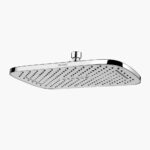 Pommeau de douche à effet pluie surdimensionné Leelongs (30,5 × 20,5 cm, ABS chromé) avec petites buses sur une tête rectangulaire, fond blanc.