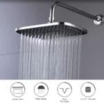 Pommeau de douche à effet pluie surdimensionné Leelongs (30,5 × 20,5 cm, ABS chromé) : jet de pluie, facile à nettoyer, filetage G1/2" ; avantages indiqués ci-dessous.