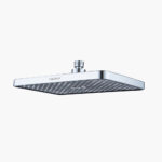 Pommeau de douche à effet pluie carré surdimensionné Leelongs (30,5 × 20,5 cm, chromé) avec connecteur central sur fond blanc.