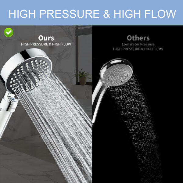 High pressure showerhead high flow water spray for optimal shower experience.