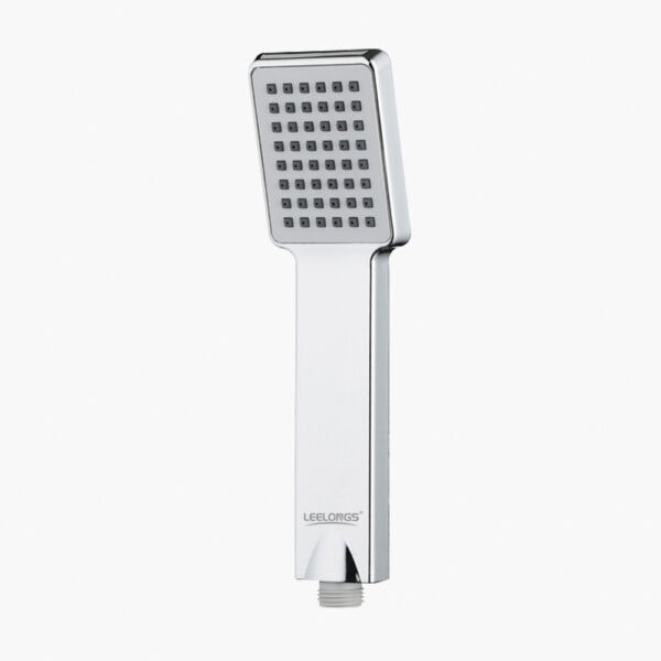 High-quality silver handheld shower head featuring a square nozzle design for modern bathroom aesthetics, durable construction, easy installation, and optimal water flow for a luxurious shower experience.
