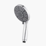 High-quality silver shower head with adjustable spray options, ergonomic handle, and modern design, ideal for enhancing shower experiences in homes and spas.