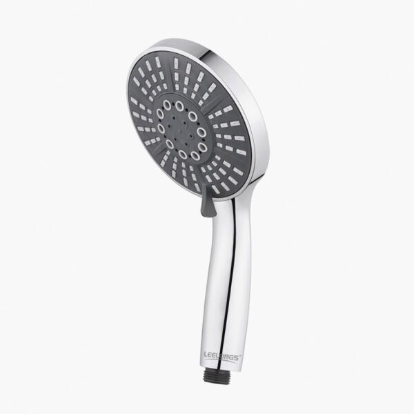 High-quality silver shower head with adjustable spray options, ergonomic handle, and modern design, ideal for enhancing shower experiences in homes and spas.