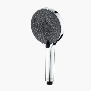 Modern shower head featuring a 12-stage filtration system for purified water, ideal for improving water quality and skin health.