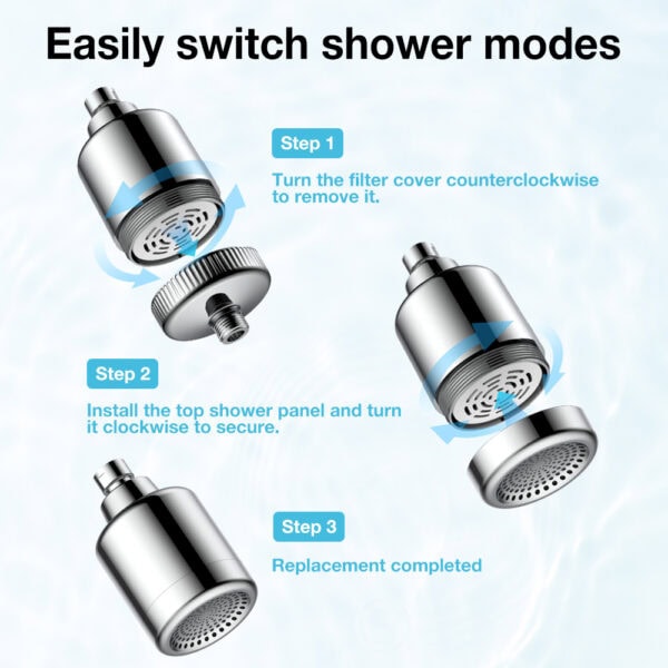 High-quality 2-in-1 Chlorine Water Filter Cartridge Shower Head for Clean Water.
