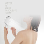 High pressure round hand shower for water conservation.