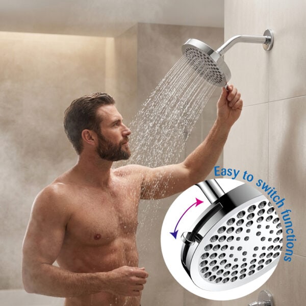 High Pressure Rain Showerhead for Bathroom, Easy to Switch Functions.