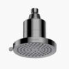 High pressure rain showerhead with 6-inch diameter, 5-function adjustable spray, durable chrome finish, and fixed mount for luxurious bathroom experience.