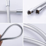 High-quality silver PVC shower hose with anti-twist feature, 1.5 meters long, durable and smooth for easy installation and use. Perfect for modern bathroom upgrades.