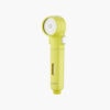 Yellow portable travel hand shower head with PP cotton filter, compact design, suitable for outdoor and travel use.