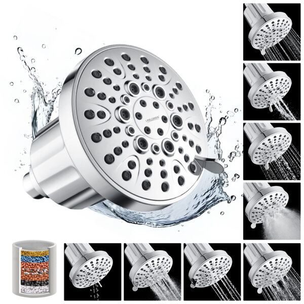 High-quality multifunctional water filter shower head with 10-stage filtration system, designed for improved water quality and shower experience.