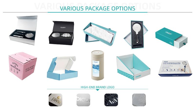 Various factory packaging options including boxes, tissue paper, and branded packaging for manufacturing and distribution.