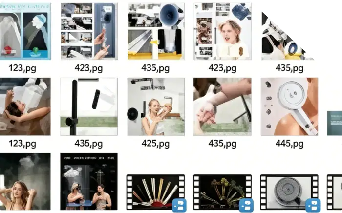 A collage of creative photography and design elements showcasing various artistic projects and tools from Leelongs.